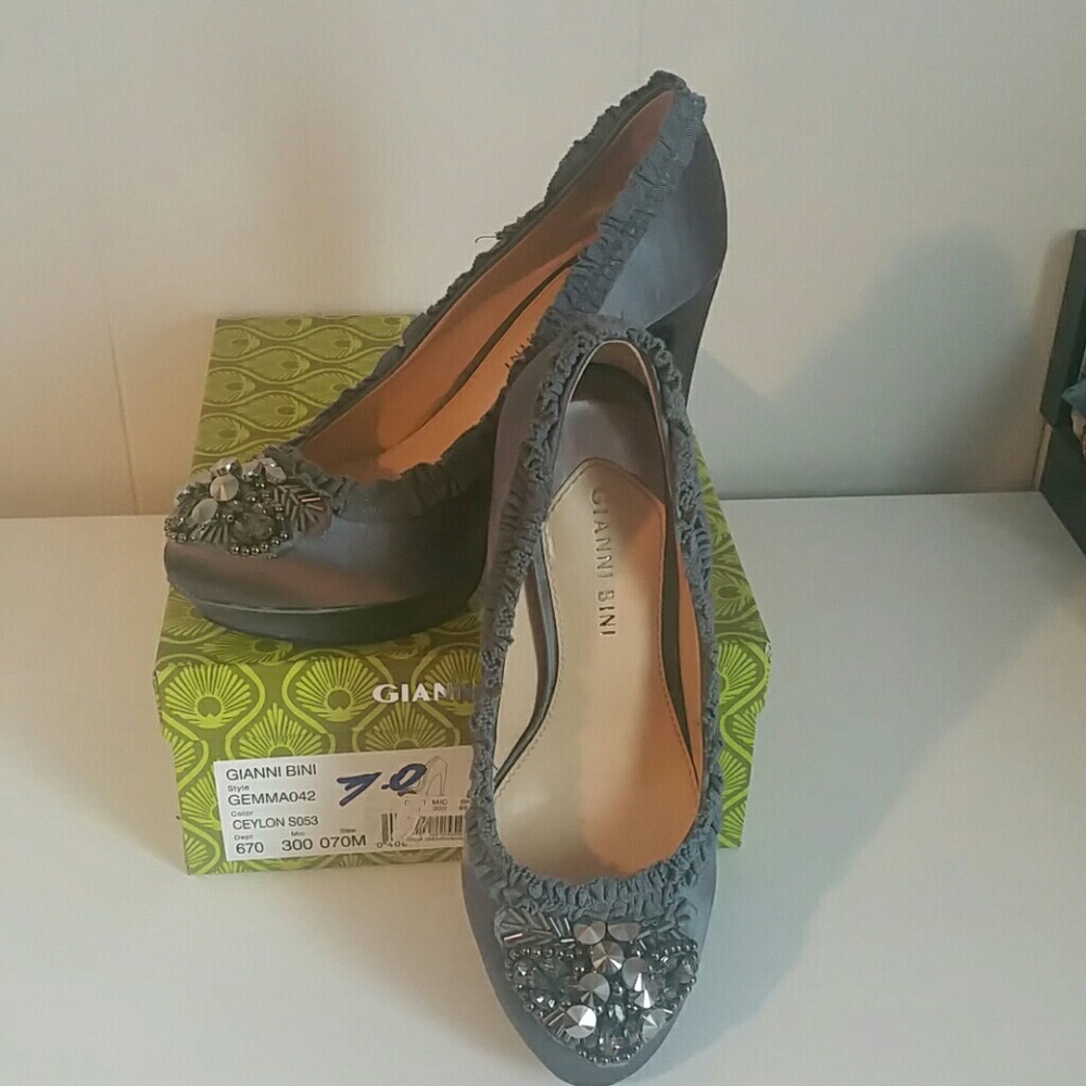 Gianni Bini Gray Embellished Heel